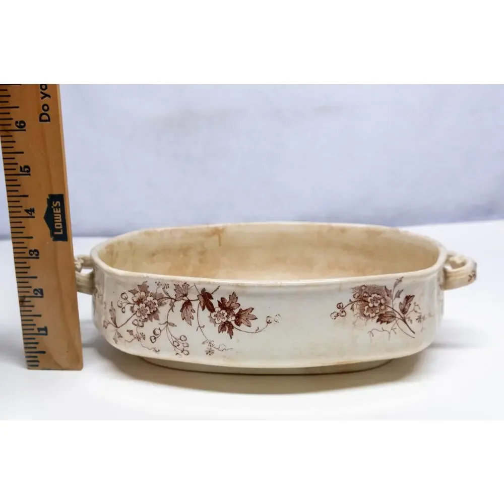 Antique Winkle COLONIAL POTTERY Stoke England May Brown Transferware Tureen Base